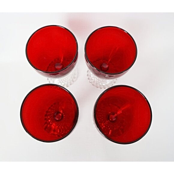 4 Royal Ruby Boopie Glasses Glass Stemware 1950's Vintage Anchor Hocking Barware - Picture 4 of 5